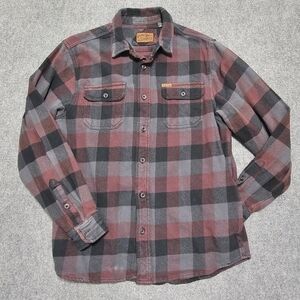 Orvis Mens Big Bear Heavy Flannel Buffalo Plaid Shacket Shirt M Jacket POCKETS